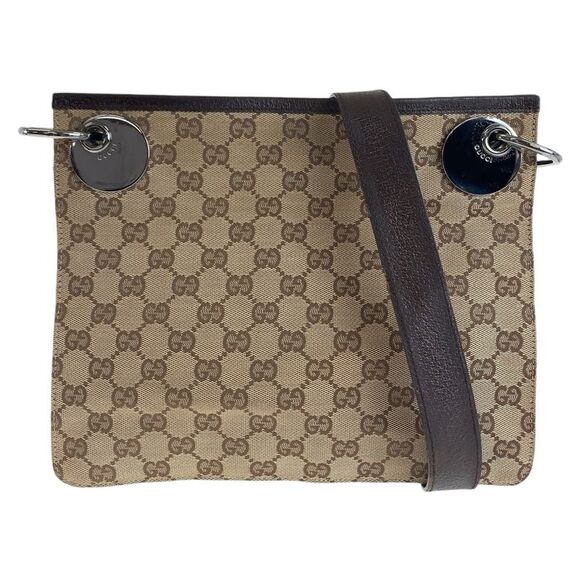 Gucci GG Canvas Leather Shoulder Bag - Picture 1 of 6